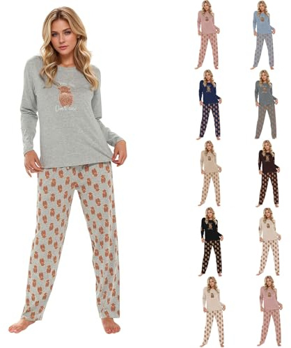 Highland Cow Pjs Women Long Sleeve Top and Pants Set Soft Holiday Print Womens Pjs Cosy Loungewear Sleepwear Womens Pyjamas Set Highland Cow Gifts for Women