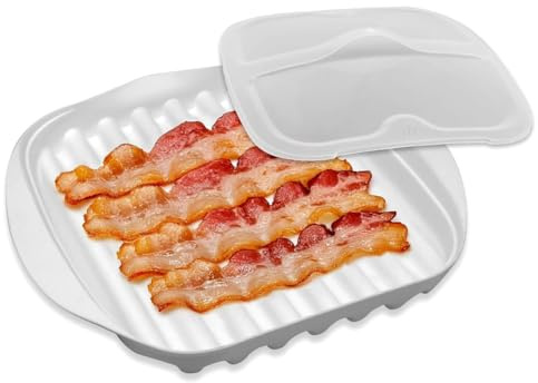 Aniyaa Microwave Bacon Tray with Lid, Plastic Bacon Cooker for Microwave Oven, Microwave Bacon Cooker with Cover, for Bacon
