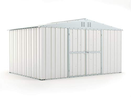 Box in Acciaio Zincato Casetta da Giardino in Lamiera 4.03 x 2.69 m x h2.17 m - 149 KG – 10.84 metri quadri (Bianco)
