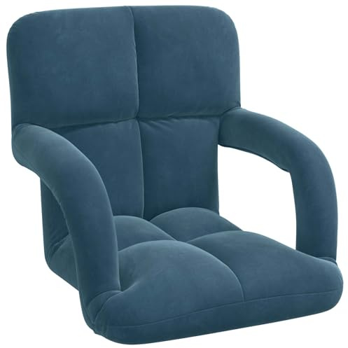 vidaXL Verstellbarer Fußsessel Blau Samt, Verstellbare, rechteckige, Moderne Ruhepositionen, bequemer Sessel für drinnen, tolle Sitzlösungen