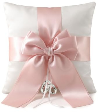 LONGHAO Ringkissen Hochzeit mit Schleife und Satinband, 20 * 20cm