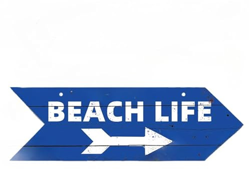 Cartello Freccia Freccia da spiaggia Cartello in legno Guida stradale al mare Decorazione da parete Indicatore Decorazione targa for casa sospesa(Color17,24.5x8cm)