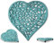 Cast Iron Heart Trivet - Decorative Cast Iron Trivet For Kitchen Or Dining Table - Vintage, Rusted Design - 6.75X6.5 - With Rubber Pegs/Feet - Recycled Metal - Blue