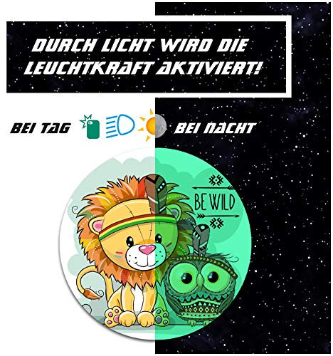 Schutzfolie für Tonie Lauscher Design Aufkleber Cover für Kopfhörer kindgerecht passgenau selbstklebend Folie Zubehör für Kinder Spielzeug Y055 (Nr. 46 Löwe mit Eule, Nachtleuchtend)
