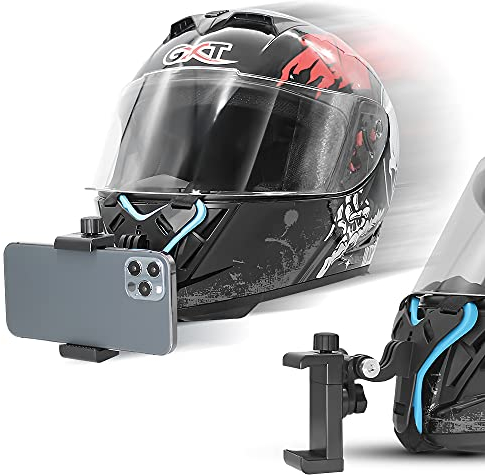SOH Mingying Motorradhelm-Kinnriemenhalterung mit Handy-Clip, kompatibel mit iPhone 15 Pro Max/14/13 Pro/Max/Mini/Samsung, Google, LG, Pixel, Huawei, Xiaomi, Allen Smartphones