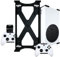 Q-View Xbox Series S Wall Mount & Controllers Wall Mount Bracket Set by Q-View - Secure Under Desk Mounting - Signature X Design - Screws and Fixings Included - Made In UK - Plastic - Black