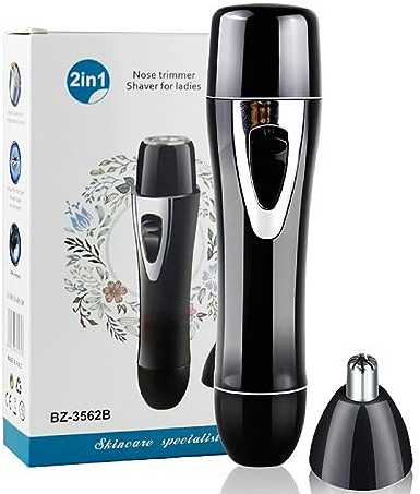 1 Stück ABS 2 in 1 Frauen Elektrischer Damenrasierer Entferner, Rasierer Schmerzfreier Gesichts-Haar-Entferner Nasen-Haar-Trimmer Wasserfester Damenrasierer