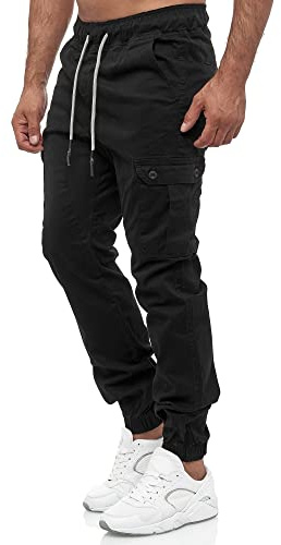 Tazzio Herren Cargohose 16610 – Cargo Jogger Chino Hose Regular Fit mit Stretch Baumwollmischung – Freizeit Jeanshose Schwarz 4XL