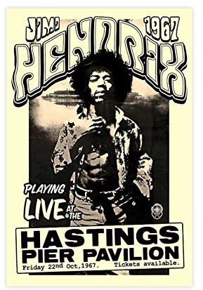 DONGT Jimi Hendrix Retro Classic Music Singer Cover 1 Leinwand Poster Schlafzimmer Dekor Sport Landschaft Büro Raum Dekor Geschenk Unframe:30 x 45 cm