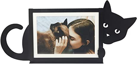 Balvi Portafoto Hidden Cat Colore Nero Design a Forma di Gatto per Amanti degli Animali Metallo 15x10