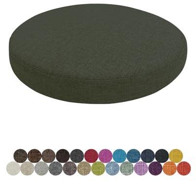 Lsjoaw Rund Sitzkissen Stuhlkissen 40 X 40 X 5CM(1 Pieces) Leinen Sitzpolster Abnehmbares Memory Schaum Runde Sitzauflage für Stuhl Bank Hocker Haus Küche Esszimmer Garten Büro,Dunkelgrau