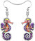 NEWEI Cute Emaille Wal Oktopus Qualle Hai Ohrringe Seepferdchen Strand Schmuck für Damen Frauen Mädchen Meerestiere Geschenke (Lila Seepferdchen)