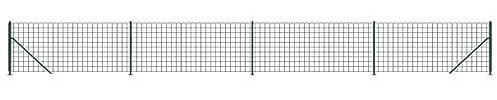 vidaXL Maschendrahtzaun, Gartenzaun Wildzaun mit Bodenhülsen PVC Beschichtung, Drahtzaun Begrenzungszaun für Außenbereich, Drahtgitter Maschendraht, Grün