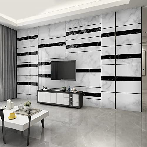 MERVOS Papier peint murale 3D autocollant pvc papier peint noir et blanc nuages et plumes salon chambre décoration murale
