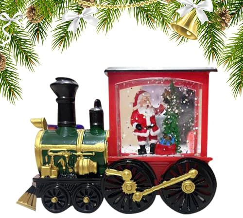 Anulely Schneekugelzug - Leuchtende Schneekugel, dekorativer Weihnachtsmann-Zug | Innen- und Außendekorationen für Wohnzimmer, Arbeitszimmer, Garten, Auto, Schlafzimmer, Vitrine