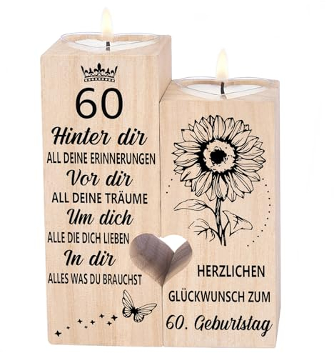 60 Geburtstag Frau Mann, Kerzenständer - Geschenke Zum 60 Geburtstag Frau, 60 Deko - Personalisierbares Geschenk