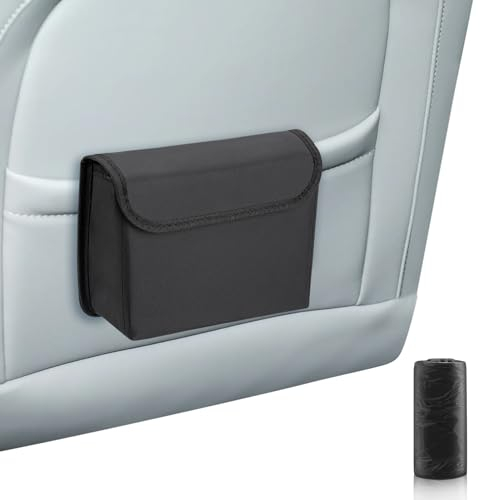 HONZUEN Auto Mülleimer, Auto Mülleimer mit Deckel, Mülleimer Auto, Automülleimer, Auto Mülleimer Innenraum, Faltbarer Mülleimer, Automülleinmer Klein, Automülleinmer Getränkehalter, Mülleimer für Auto