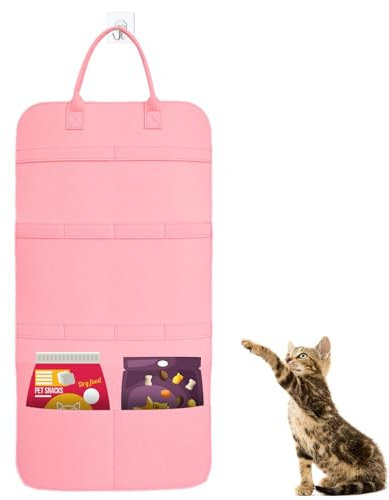 Monozoz Cat Wand Toy Storage, Cat Teaser Wand Organizer - Cat Toy Organizer, Pet Toy Storage Bag for Indoor Cats, Wall Storage Bag, Pet Supplies