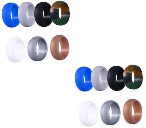 DEARMAMY 2 Sets Gummi-eheringe Für Männer Silikon-hochzeitsset Camouflage Gold Silber Schwarz Grau Weiß 0 5 Mm 7 Stück * 2