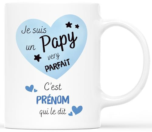 CADEAU PLUS Mug Personnalisé Prénom - Je Suis Un Papy Very Parfait - Tasse Grand-Père pour Fête et Anniversaire