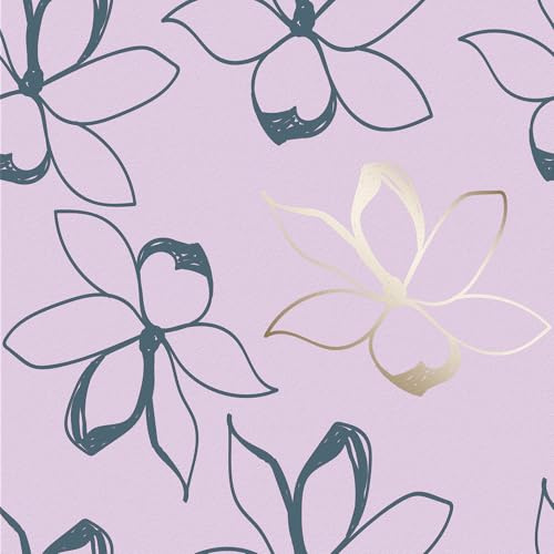 Skyblur Selbstklebende Tapete Lila Blumen Violett blumentapete Muster Floral Tapete Wandtapete Selbstklebend 260cm X 44.5cm Tapeten Wohnzimmer Mädchenzimmer Schlafzimmer Tapeten Vinyltapete Lila