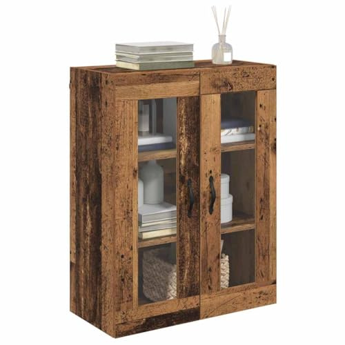 vidaXL Wandschrank Altholz 69,5 x 34 x 90 cm Engineered Wood und Glas