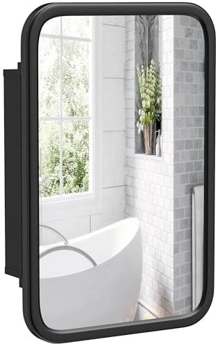 HOMCOM Bathroom Wall Cabinet with Mirror Black