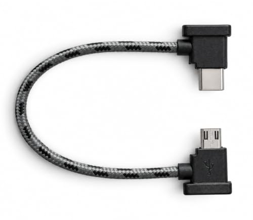 Ermenlifiqq 1 pièce Câble télécommande USB C vers Micro USB 15 cm nylon, câble de données court pour télécommande et smartphone, gaine tressée, connecteur coudé, connexion compacte