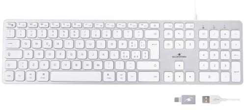 Bluestork KB Mac Tastatur mit USB-C/USB-A Kabel, QWERTY IT | QWERTY IT LAYOUT, mit USB-C/USB-A-Kabel, leise, Mac-Tastatur, kompatibel mit Mac/iPad