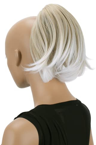 CAISHA Haarteil Nora Dutt Zopf Bun Mit Butterflyklammer Haarknoten Brautfrisur Hepburn-Dutt Haargummi Weißblond Mix H409