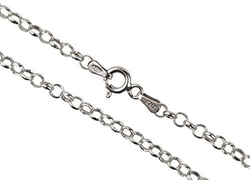 AKA Gioielli® - Damen Kette 925 Sterling Silber Rhodiniert - Erbskette 3 mm - 45 cm lang