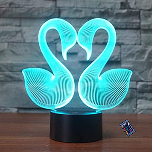 Kreative 3D Schwan Nacht Licht 16 Farben Andern Sich Fernbedienung USB-Strom Touch Schalter Dekor Lampe Optische Täuschung Lampe LED Lampe Tisch Kinder Brithday Weihnachten Geschenke