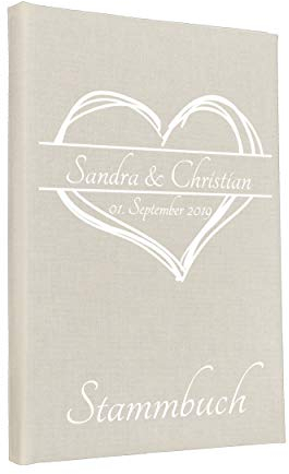 Hochzeitideal Stammbuch der Familie, Familienstammbuch aus Buchbinderleinen, Nr. 161 inkl. Personalisierung (Creme)