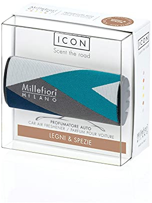 Millefiori Icon Autoduft Car Air Freshener mit der Duftnote Legni & Spezie aus Kunststoff, Maße: ca. 7,5cm x 7,9cm x 7,5cm, 16CAR47