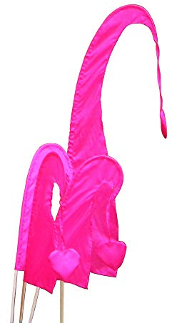 DEKOVALENZ - Balifahne Little SANUR mit Holzstange, mit herzförmiger Spitze, versch. Farben+Längen, Fahnenlänge:55 cm, Farbe:pink/Fuchsia