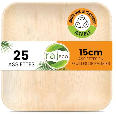Raj Palm Leaf Square Plates 6 (15cm) | 25 Pack | Compostable | Natural, strong & compostable square plates. Perfect for starters, desserts & eco-friendly dining.