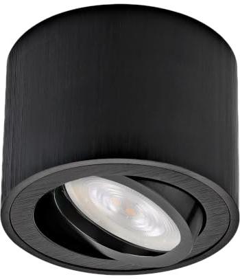 Sweet Led Aufbaustrahler dimmbar schwarz flach Aufbauspots aus Aluminium Deckenspots wechselbarem 5W Modul Aufbauleuchte schwenkbar Deckenleuchte rund Aufputz Strahler warmweiß 230V