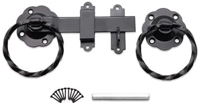 Vintage Style 6 Black Garden Gate Ring Latch or Suffolk Latch Shed Door Handle (6 Twisted Ring gate Latch)