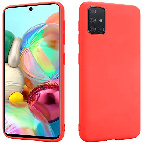HSP Coque pour Samsung Galaxy A51 [Anti-poussière] étui de protection en silicone TPU premium | Résistant aux chocs | Protecteur d'écran et de caméra | Housse Ajustement parfait Mat | Rouge
