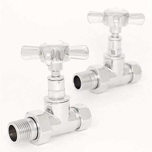 Westminster Traditional Manual Cross-Head Radiator and Towel Rail Valves (Chrome Straight)