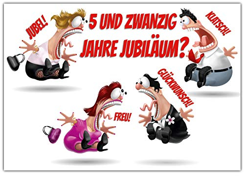 A4 XXL 25 Jubiläum Karte KOLLEGEN mit Umschlag - lustige Jubiläumskarte - Glückwunschkarte zum 25. Dienstjubiläum Firmenjubiläum von BREITENWERK