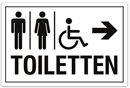 Aluverbund Hinweis Schild 30x20cm Wetterfest Kratzfest Rostfrei UV beständig - Toiletten rechts
