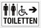 Aluverbund Hinweis Schild 30x20cm Wetterfest Kratzfest Rostfrei UV beständig - Toiletten rechts