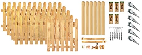 TETZNER & JENTZSCH Zäune Housten 1 I Sichtschutz Zaun 180 x 80cm Graugrün I Gartenzaun aus Holz für den Sichtschutz I Zaun mit Holzlatten I Staketenzaun Komplettset mit Riegel I Sichtschutz Garten