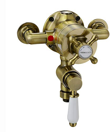 ENKI Downton T94 Shower Unit & Valve Outlet, Antique Brass, Traditional Style