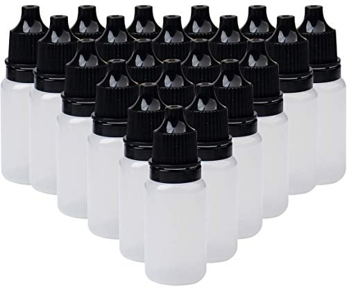 kuou 100 Pcs Squeezable Dropper Bottles, Translucent Plastic Eye Liquid Empty Dropper 10ml
