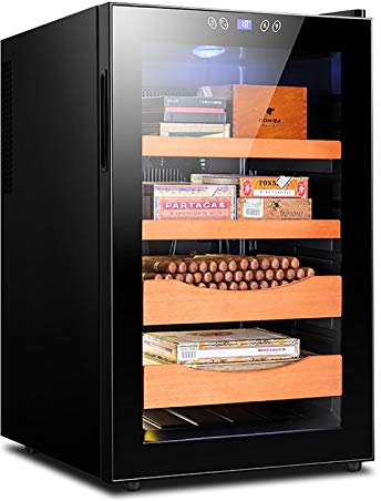 CLING elektronischer Zigarren Humidor Schrank konstante Temperatur feuchtigkeitsspendend stumm Energiesparendes Zedernholz 400 Zigarrenkapazität LED kaltes Licht