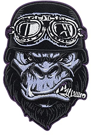 Finally Home Biker Gorilla Patch zum Aufbügeln | Motorrad Kutte Patches, Rückenaufnäher für Lederwesten, Motorradjacke Rückenpatch, Motorcycle Rocker Aufnäher