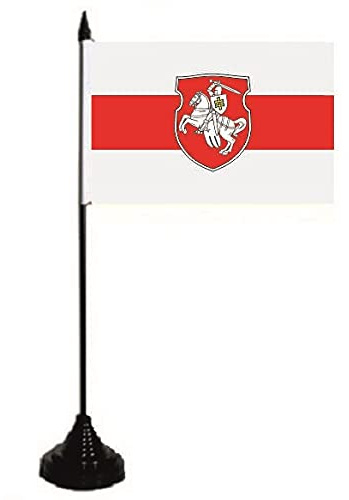 U24 Tischflagge Belarus alt mit Wappen Fahne Flagge Tischfahne 10 x 15 cm