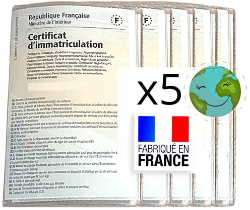 Pochette Carte Grise - Etui en lot de 5 Porte cartes grise pour Protéger papier Assurance Auto, Moto, Permis - Pack de Pochettes Accessoires Voiture en gros Finition Transparente Porte Papier Voiture